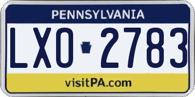 PA license plate LXO2783