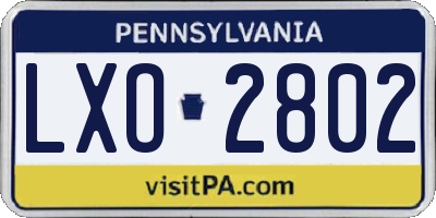 PA license plate LXO2802