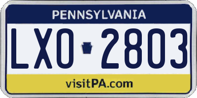 PA license plate LXO2803