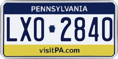 PA license plate LXO2840