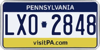 PA license plate LXO2848
