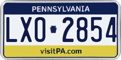 PA license plate LXO2854