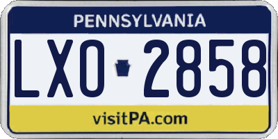 PA license plate LXO2858