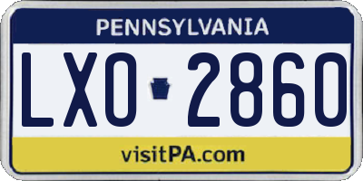 PA license plate LXO2860