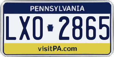 PA license plate LXO2865
