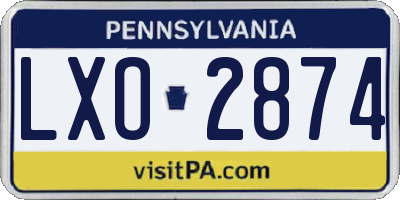 PA license plate LXO2874
