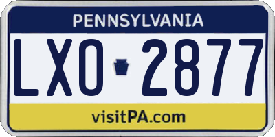 PA license plate LXO2877