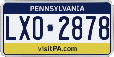 PA license plate LXO2878