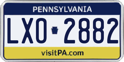 PA license plate LXO2882