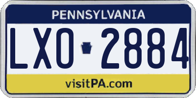 PA license plate LXO2884