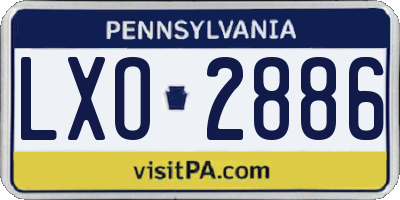PA license plate LXO2886