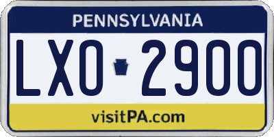 PA license plate LXO2900