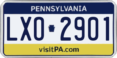 PA license plate LXO2901