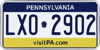 PA license plate LXO2902