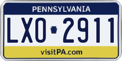 PA license plate LXO2911