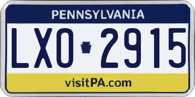 PA license plate LXO2915