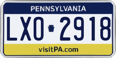 PA license plate LXO2918
