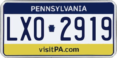 PA license plate LXO2919