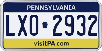 PA license plate LXO2932