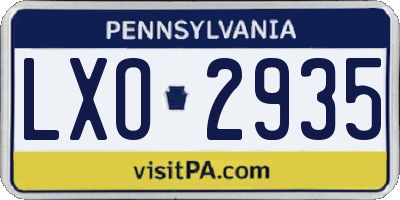 PA license plate LXO2935