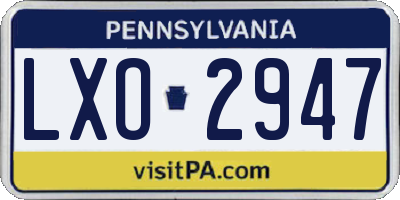 PA license plate LXO2947