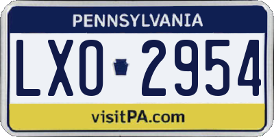 PA license plate LXO2954