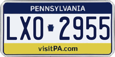 PA license plate LXO2955