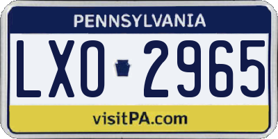 PA license plate LXO2965