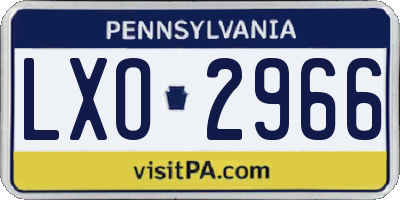 PA license plate LXO2966