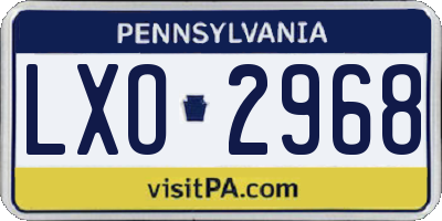 PA license plate LXO2968