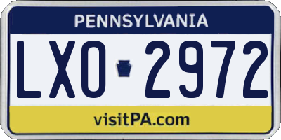 PA license plate LXO2972