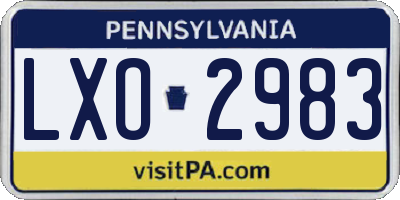 PA license plate LXO2983