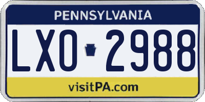 PA license plate LXO2988