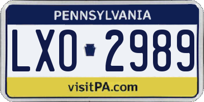 PA license plate LXO2989