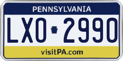 PA license plate LXO2990