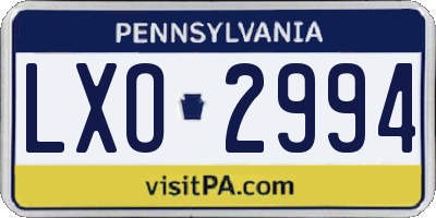 PA license plate LXO2994