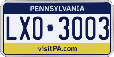 PA license plate LXO3003
