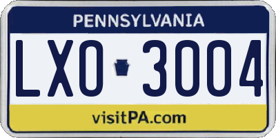 PA license plate LXO3004