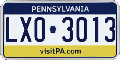 PA license plate LXO3013
