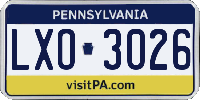PA license plate LXO3026
