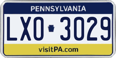 PA license plate LXO3029