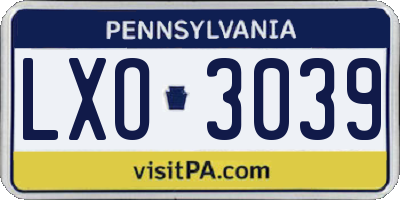 PA license plate LXO3039