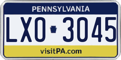 PA license plate LXO3045
