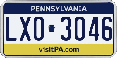 PA license plate LXO3046