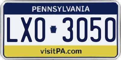 PA license plate LXO3050