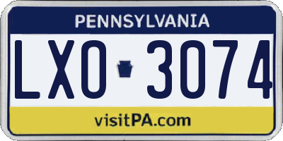 PA license plate LXO3074