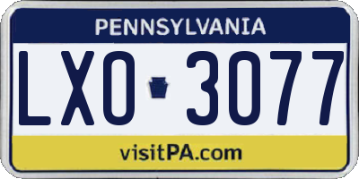 PA license plate LXO3077