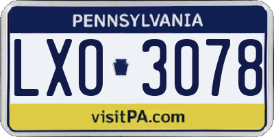 PA license plate LXO3078