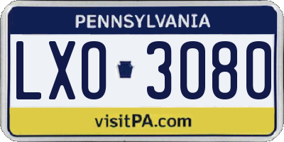 PA license plate LXO3080