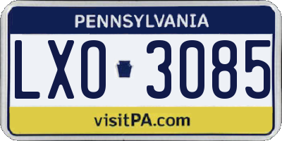 PA license plate LXO3085
